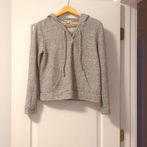 Forever 21 Gray Lace-Up Hoodie Sweatshirt